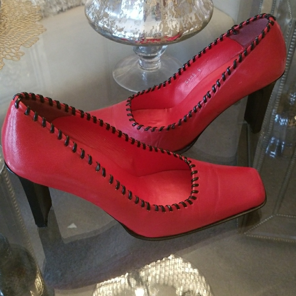 Red leather heels